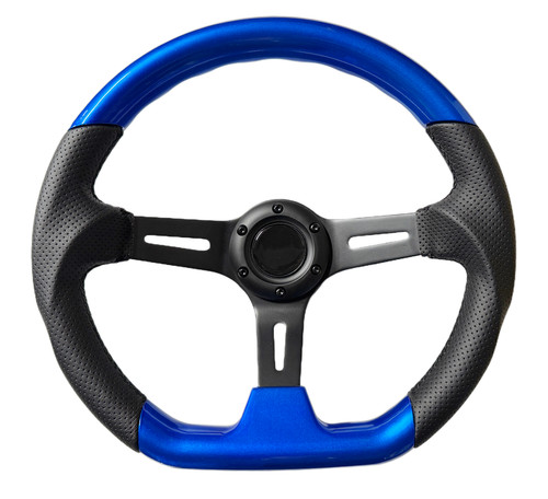 Blue dished sports steering - sports,