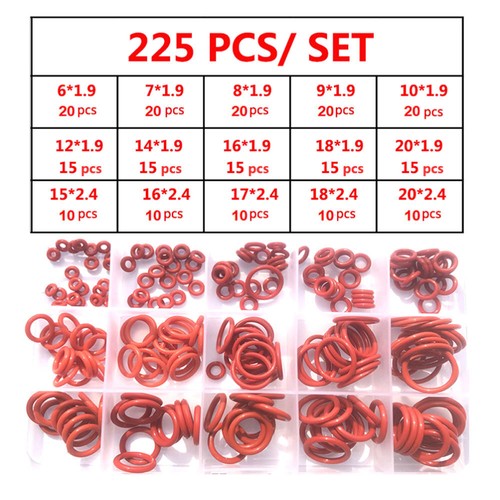 225pcs red rings vmq seal - red,